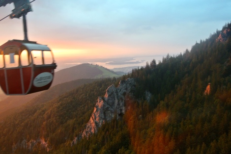 gondola ride up Kampenwand, with view of Chiemsee